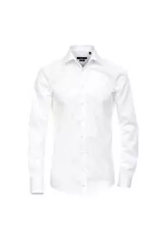 Рубашка делового покроя с удлиненными рукавами длина 69 см однотонная современный крой Venti, белый