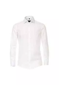 Рубашка делового покроя с удлиненными рукавами длина 72 см однотонная современный крой Venti, белый