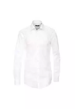 Рубашка делового покроя с удлиненными рукавами длина 72 см однотонная современный крой Venti, белый