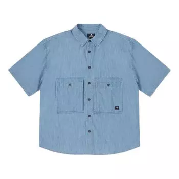 Рубашка denim wordmark utility shirt 'lt retro blue' Converse, синий
