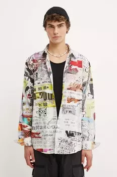 Рубашка Desigual AMAURY из хлопка, серый