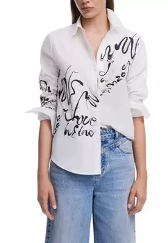 Рубашка Desigual хлопковая с рисунком, белый