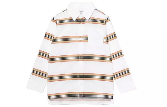 Рубашка детская Burberry, белый / бежевый