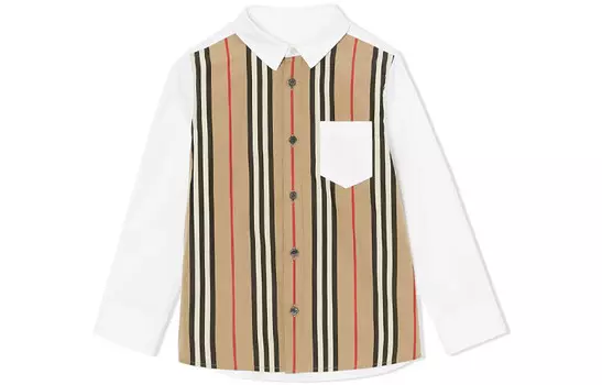 Рубашка детская Burberry, белый / коричневый