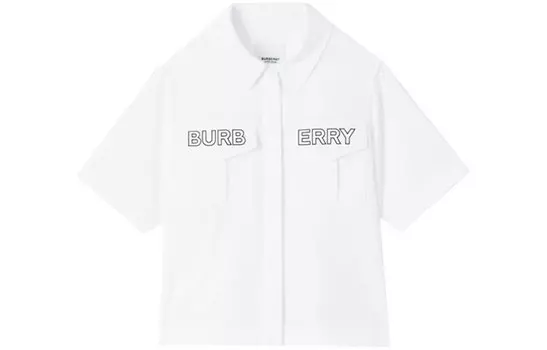 Рубашка детская Burberry с логотипом на карманах, белый