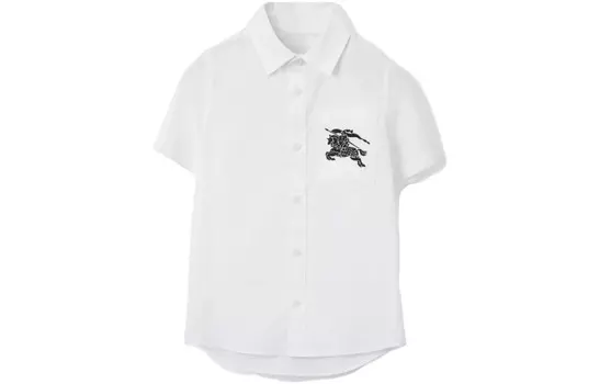 Рубашка детская Burberry с принтом на кармане, белый