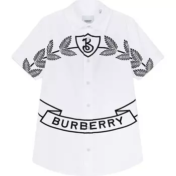 Рубашка детская Burberry с узором, белый / черный