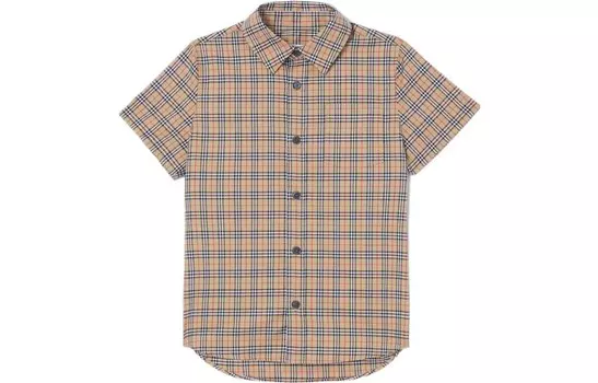 Рубашка детская Burberry в клетку, хаки