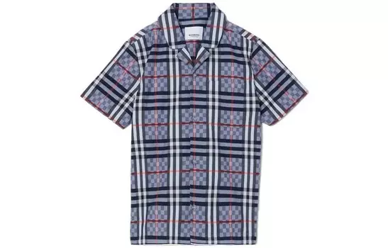 Рубашка детская Burberry в клетку, светло-голубой
