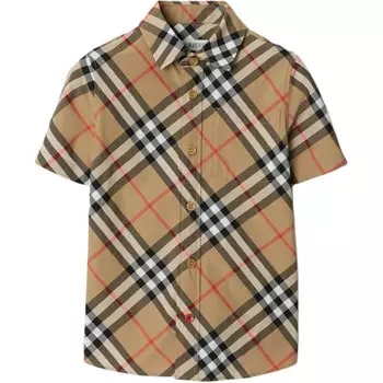 Рубашка детская Burberry в полоску, коричневый