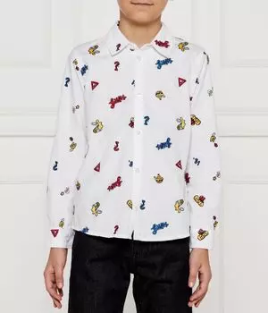 Рубашка детская Guess с разноцветным принтом, белый