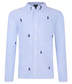 Рубашка детская Polo Ralph Lauren с монограммой логотипа, голубой