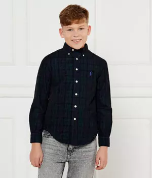 Рубашка детская Polo Ralph Lauren вельветовая в клетку, сине-зеленый