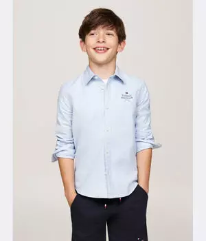 Рубашка детская Tommy Hilfiger хлопковая, голубой