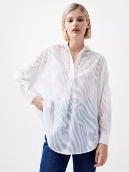 Рубашка devore popover с принтом в виде зебры French Connection, цвет Winter White