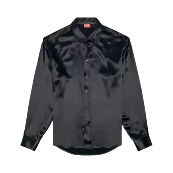 Рубашка Diesel Ricco Logo Embroidered Satin 'Deep Black', черный