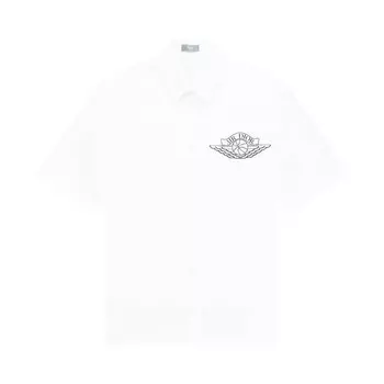 Рубашка Dior x Air Jordan Short-Sleeve Button Up Shirt White, белый