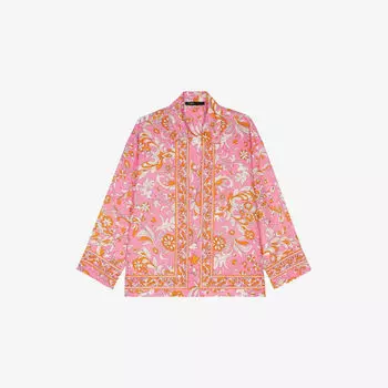 Рубашка длинная Maje с принтом пейсли, розовый