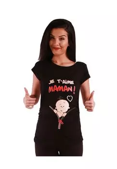 Рубашка для беременных Je t'aime maman с рисунком M.M.C., черный