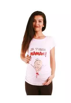 Рубашка для беременных je t'aime maman с мотивом M.M.C., белый