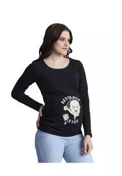 Рубашка для беременных с длинными рукавами и мотивом Best Mom Ever M.M.C., черный