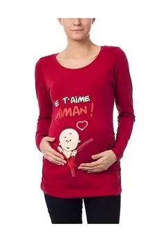 Рубашка для беременных с длинными рукавами и мотивом Je t’aime maman M.M.C., винно-красный