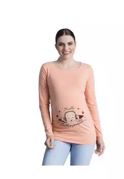 Рубашка для беременных с длинными рукавами с мотивом «Привет любимому человеку» M.M.C., цвет lachsfarbe