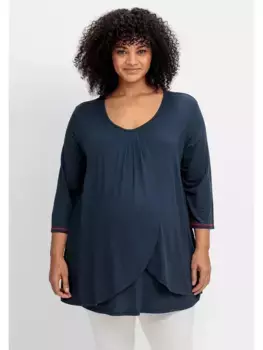 Рубашка для беременных Sheego "большие размеры", многослойная, со вставкой для кормления, синий