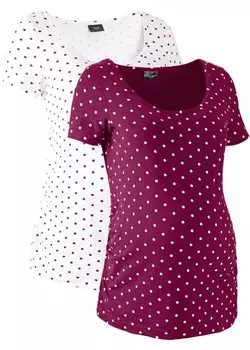 Рубашка для беременных в комплекте из 2 штук из органического хлопка Bpc Bonprix Collection, красный