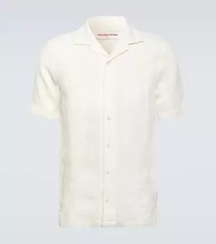 Рубашка для боулинга Hibbert из смесовой льняной ткани Orlebar Brown, белый