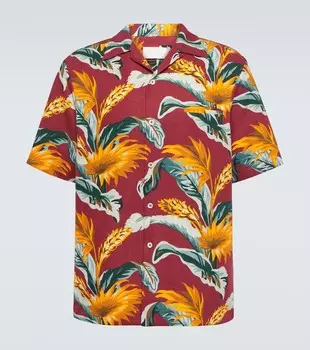 Рубашка для боулинга из льна и хлопка с принтом Maison Margiela, красный