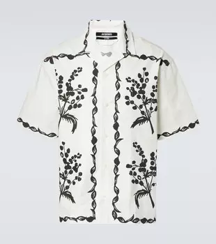 Рубашка для боулинга La Chemise Jean из хлопка с принтом Jacquemus, цвет print mimosa frise black