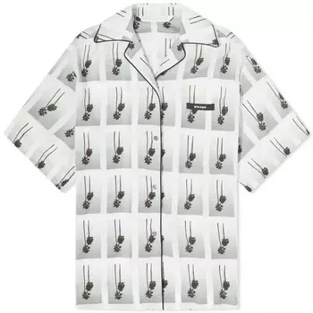 Рубашка для боулинга с коротким рукавом Palm Angels Mirage All Over Printed, белый/серый/коричневый
