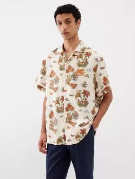 Рубашка для боулинга с островным принтом Etro, бежевый