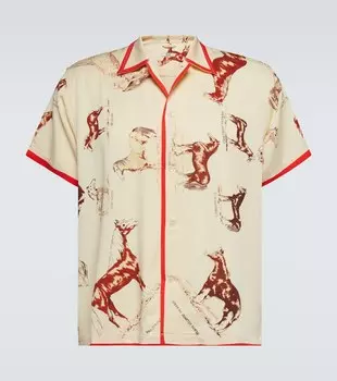 Рубашка для боулинга с принтом лошадей Bode, бежевый