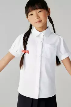 Рубашка для девочки отделанная кружевом Clarks, белый