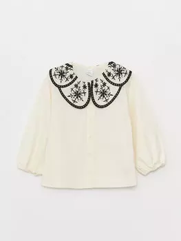 Рубашка для девочки с длинным рукавом и воротником-стойкой и вышивкой LCW baby