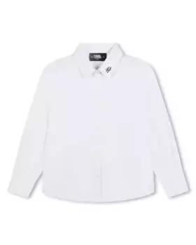 Рубашка для девочки с длинными рукавами и вышитым логотипом на спине Karl Lagerfeld Kids, белый