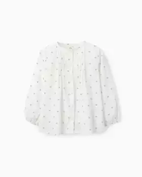 Рубашка для девочки с длинными рукавами и принтом Zippy, белый