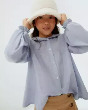 Рубашка для девочки с длинными рукавами и матросским воротником Kids El Corte Ingls, светло-голубой