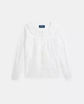 Рубашка для девочки с рюшами на горловине Polo Ralph Lauren, белый