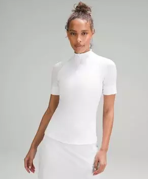 Рубашка для гольфа с короткими рукавами Nulux Half-Zip Lululemon, белый