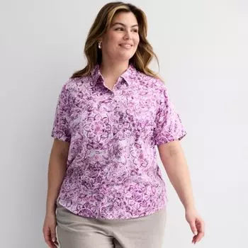 Рубашка для кемпинга больших размеров Croft & Barrow, цвет lilac watercolor tile