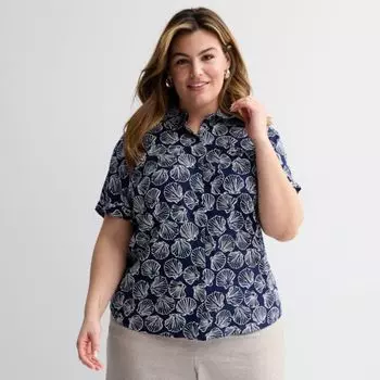 Рубашка для кемпинга больших размеров Croft & Barrow, цвет navy artistic shells