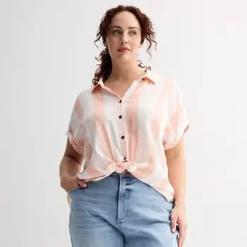 Рубашка для кемпинга больших размеров Sonoma Goods For Life, цвет pink peach stripe