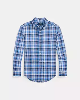 Рубашка для мальчика из синего поплина Polo Ralph Lauren