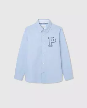 Рубашка для мальчика с длинным рукавом Pepe Jeans, светло-синий