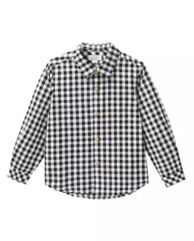 Рубашка для мальчика с длинными рукавами в черно-белой клетчатой ткани Dadati