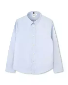 Рубашка для мальчика с длинными рукавами из 100% хлопка BOSS Kidswear, светло-голубой