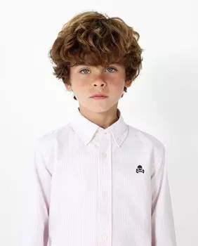 Рубашка для мальчика с длинными рукавами в полоску Scalpers, розовый